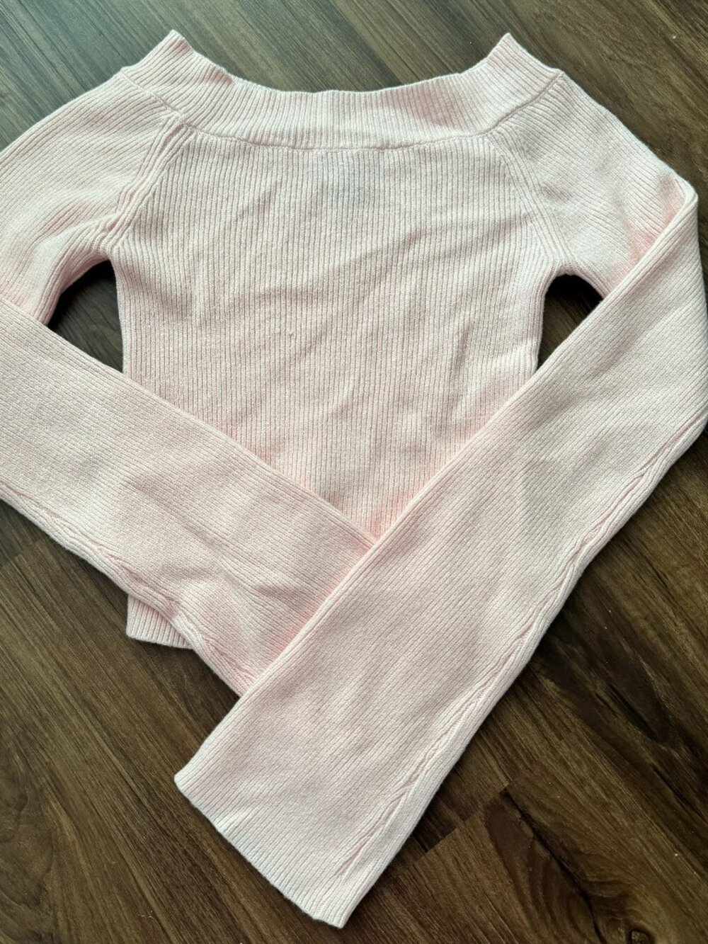 Beverly and Beck pink off the shoulder long sleeve sweater
